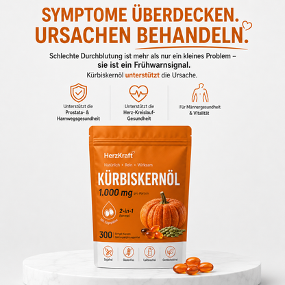 HerzKraft® Kürbiskernöl + Sägepalme Softgel-Kapseln