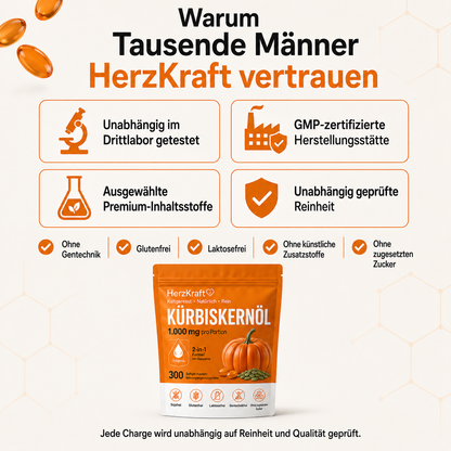 HerzKraft® Kürbiskernöl + Sägepalme Softgel-Kapseln